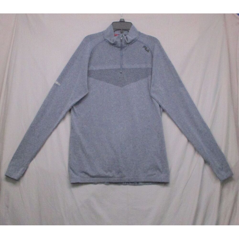 Fila Gray Running Long Sleeve Half Zip Pullover Men Size Small